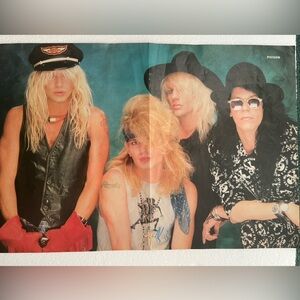 Vintage Poison Band center fold pinup - Teal Background